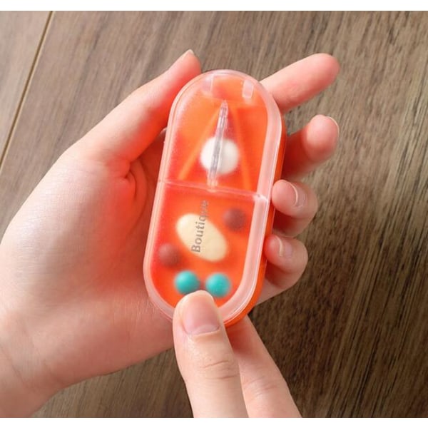 Bekväm två-i-ett delad tablettpillerbox *2 (orange)