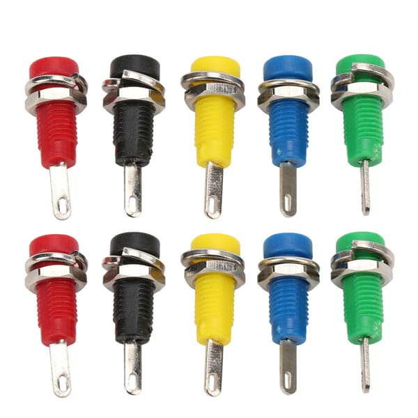 J40003 2mm Panel Socket 5 Farger 30Vac 60Vdc Maks 10A Banan Jack Socket Fjærblad for Invertere Skip