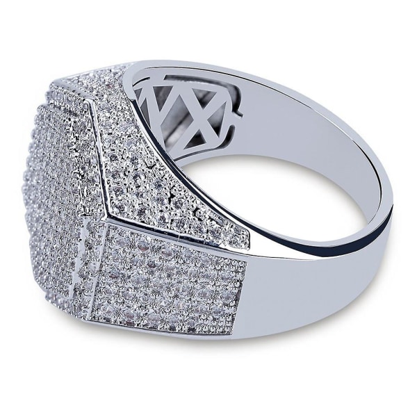 Modegeometri Ringe Til Mænd Kobber Guld Sølv Farve Iced Out Bling Micro Pave Cubic Zircon Ring Hip Hop Charms Smykker Gold