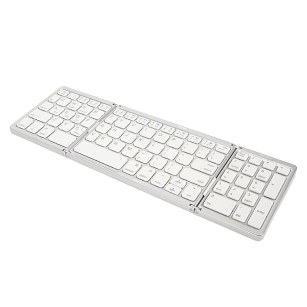 Bluetooth Triple Fold Trådløst Tastatur Multi-Enhedsforbindelse til Laptop Tablet Telefon Sølv Hvid