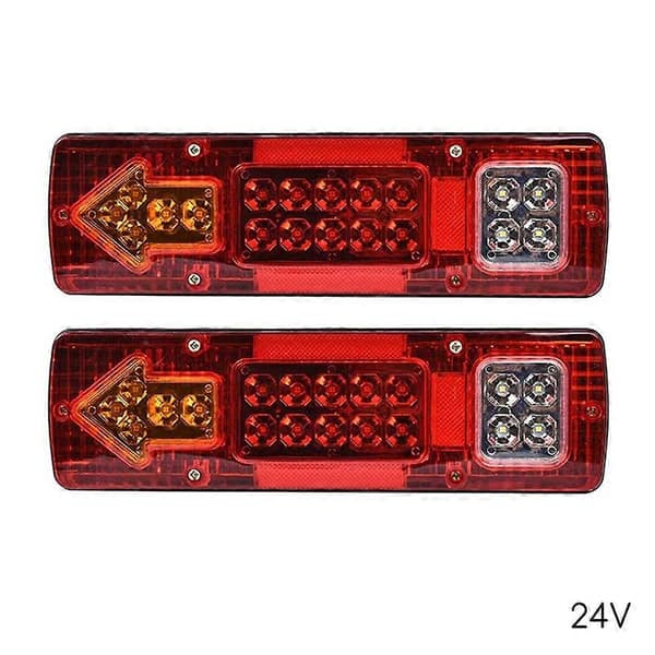 Bilsläp Lastbil Bakljus Enkel Installation Rektangulära LED-bakljus Bildel Red 2pcs 24V