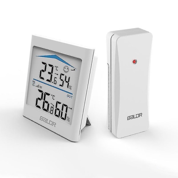 Digital LCD-väderstation Inomhus Utomhus Trend Hygrometer Termometer Trådlös Fjärrsensor Rörelseaktiverad Bakgrundsbelysning white