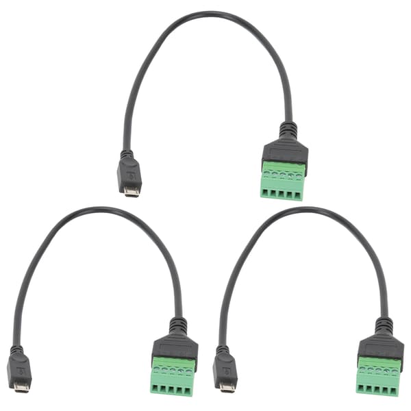 3 stk. Micro USB 5 Pin Han til 5 Pin Skrue Shield Loddefri Terminal Stik Adapter Kabel