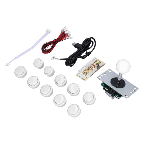 QM070901 Nullforsinkelse Arkadespill Joystick Kit DIY-deler med Encoder Board 10 Knapper for MAME Hvit