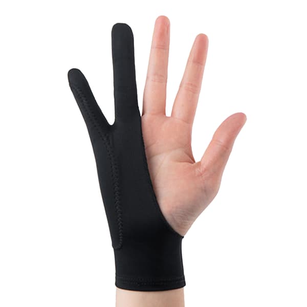 Kunstner Tegne Handske 3 Lag 2 Finger Tablet Skitse Smudsafvisende Åndbar Sort