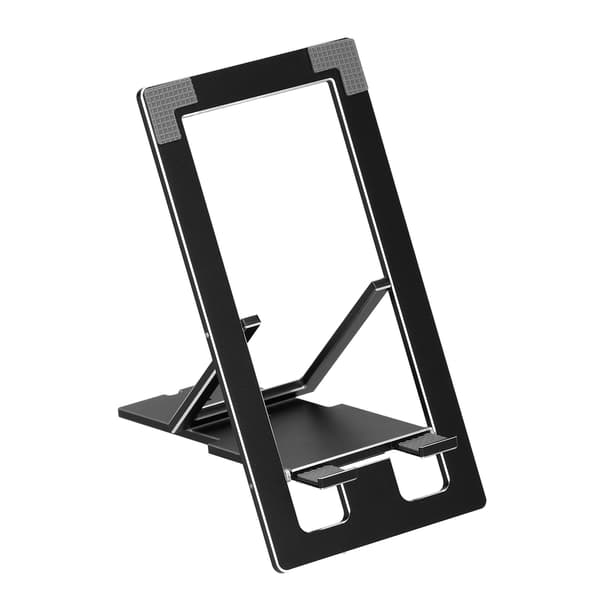 Justerbar Sammenfoldelig Mobiltelefonholder i Aluminiumslegering Tablet Holder Skrivebordsbeslag Sort