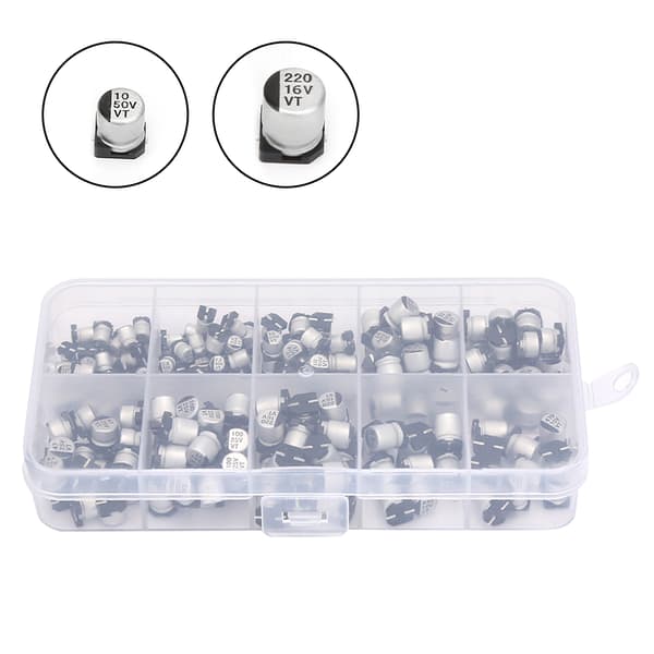 200 st 10-50V SMD Elektrolytkondensatorer Set 1uF 470uF E Cap Kondensator Sortiment
