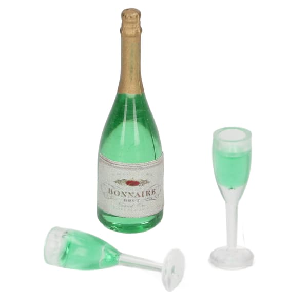 10 Set Dockskåp Champagneset DIY Miniatyr Simuleringsmodell Miniatyr Vinflaskor Verklighetstrogen PVC Dockskåpsdekor