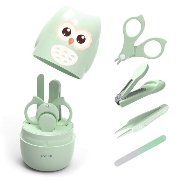 Baby Manicure Set, 4 in 1 Baby Nail Care Set with Cute Box, Nail Clippers, Scissors, Nail File and Tweezers, Manicure an