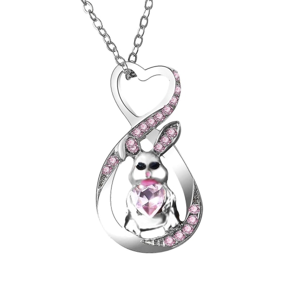 Buet linje Pink Crystal dejlige kanin halskæde vedhæng Lady