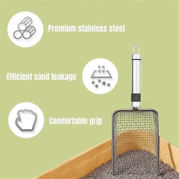 Kattespade i metall, kjæledyrspade i rustfritt stål med solid håndtak