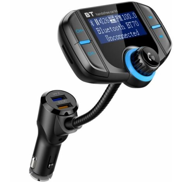 Bluetooth sändare för bil med skärm, kit MP3-spelare sändaradapter för 2 USB portar, mp3 USB -minne