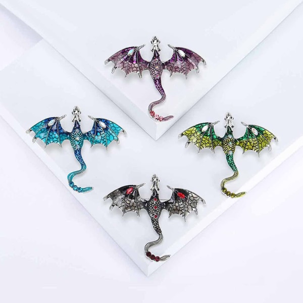 Mode Rhinestone Emalj Flying Dragon Broscher For Kvinders parti C