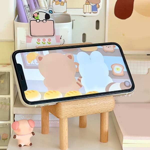 Mini Puinen Tuoli Puhelinjalusta Mobiili Älypuhelinpidike