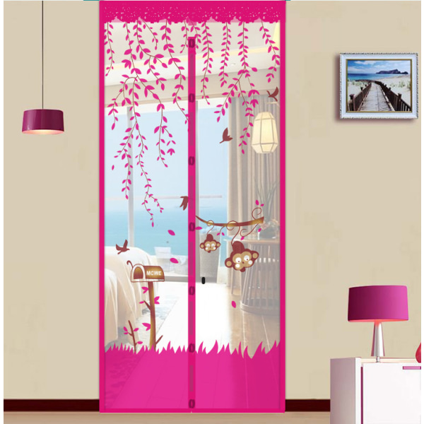 Sommar anti-mygg dörrgardin ventilation anti-fly magnetisk självsugande skärm fönster mjuk skärm dörr-rosa 100X210CM pink 100X210CM