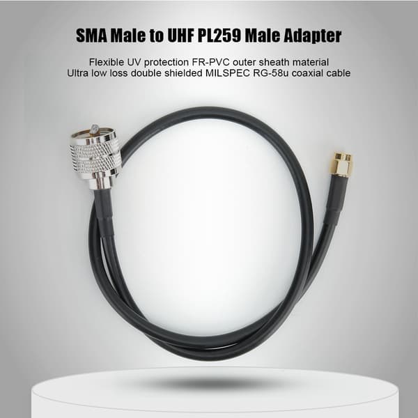 Kobberkerne SMA Han til UHF PL259 Han Adapterkabel Fleksibel UV-bestandig FR PVC-kappe