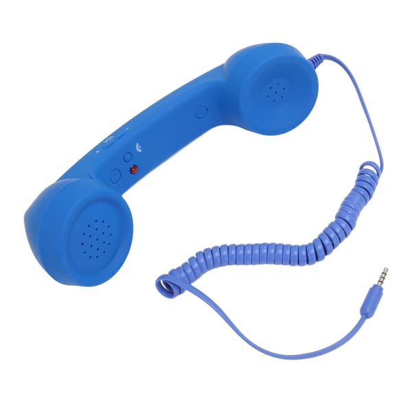 Retro Strålingssikker Kablet Telefon Headset 3.5mm Jack Blå til Smartphone Computer