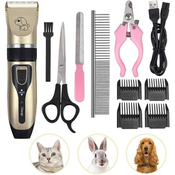 Dog Cat Clipper with Long Thick Hair Professional Quiet Cordless Electric Rechargeable Clipper with Scissors and Comb