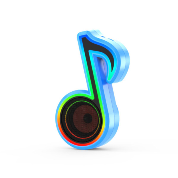 Bluetooth högtalare, skrivbordsljud med liten not, trådlös färgglad RGB-belysning (blå),