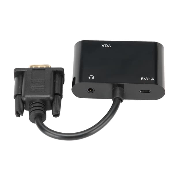 VGA til HDMI Adapter 3 i 1 Konverter med Lyd til Laptop TV Projektor Sort