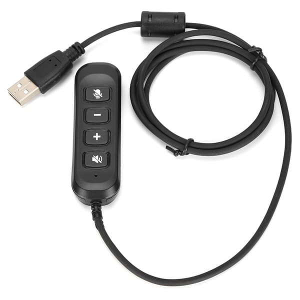 H901 USB-stik QD-kabeladapter Justerbar lydstyrke Call Center Headset Adapter til 3,5 mm Headset Sort