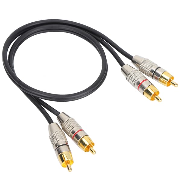 2RCA Han til 2RCA Han Audio Kabel Aluminium Legering Konnektor til Xbox 360 Sort 2m 6.6ft