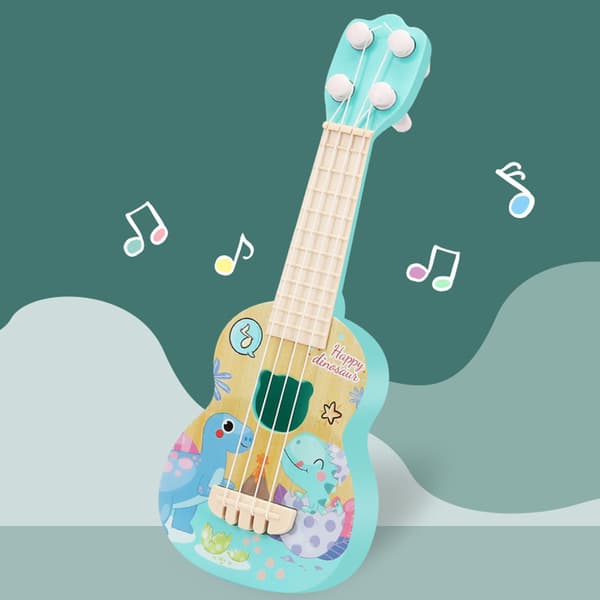 Ukulele Gitarrleksak för Småbarn Tecknad Mini 4 Strängar Barn Pedagogiskt Musikinstrument Dinosauriemönster