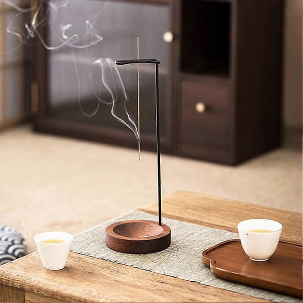 Træ røgelsesbrænder med metalholder Husholdningshotel Træ røgelsesholder til pind til spa meditationsrum 2pcs