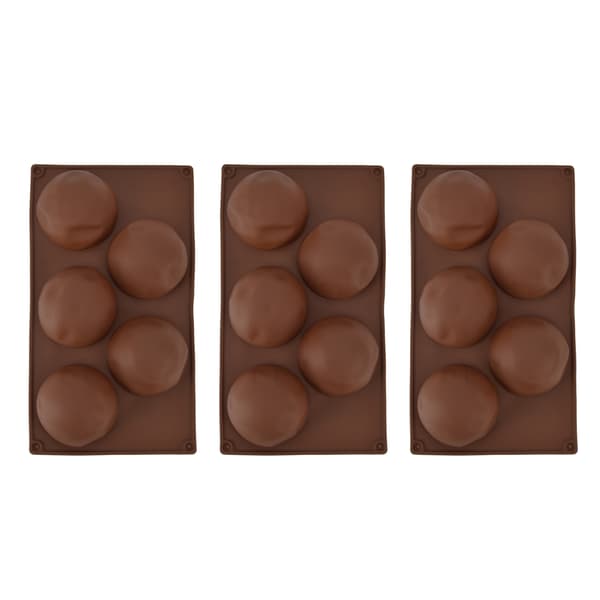 3 stk. Fødevaregodkendt Silikone Bageform Rund 5 Huller til Chokolade Småkager Kager