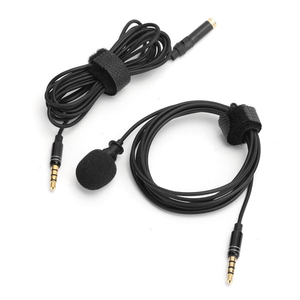 Profesjonell Lavalier Mikrofon Mini Krage Clip Mic 3.5mm 2M Lydkabel Live Opptak Svart