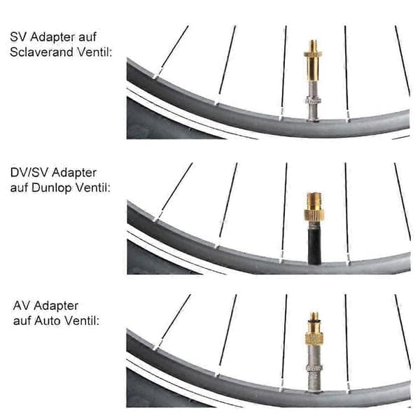 Ventiladapterset 12 st Cykel Bil Ventiladapter Kit Set för Luftkompressor Cykel Golvpump Cykeltillbehör Guld
