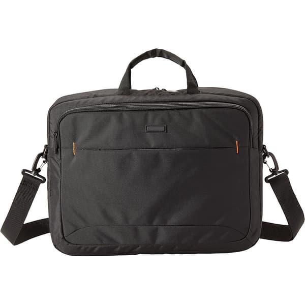 Basics Compact Laptop Shoulder Bag with Padded Strap and Zippered Accessory Pocket, 1-pack, 15.7 inch - 40 cm, Black