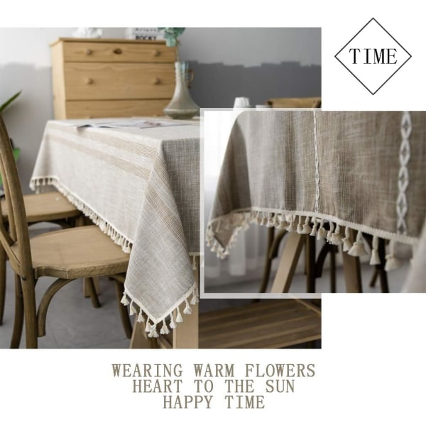 Elegant duk av bomull och linne, tvättbar cover för matbord, picknickduk (asymmetri - kaffe, 140 x 180 cm),