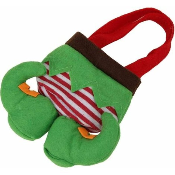 Christmas Elf Boots Candy Bag, Christmas Candy Bag with Handle, Elf Pants Christmas Tote Bag, Set of 2 Gift Bags for Kid