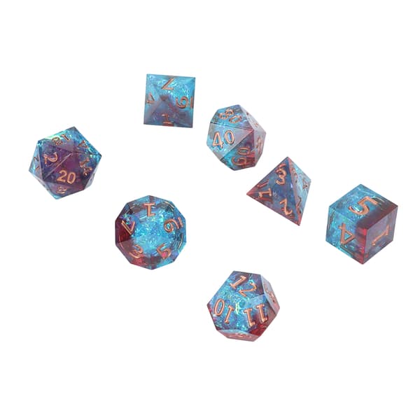 7 st Polyhedral Tärningsset Klar Resin Tärningar för Brädrollspel