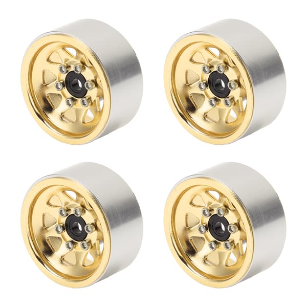 4st RC Bil Hjulnav 1.0in 7mm Hex Silver Yttre Triangulära 9 Hål Metallfälgar Koppar Crawler