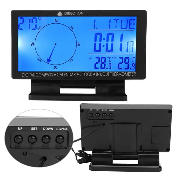 CD60 Multifunksjonell Digital Biltermometer med Tidsnavigasjonsfunksjon