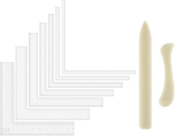 Paper Crafting Alignment Guides 9 Pieces Creative Positioning Pieces Card Corners Helpers with Bone Folder Tool Stamping Corners Paper Craft