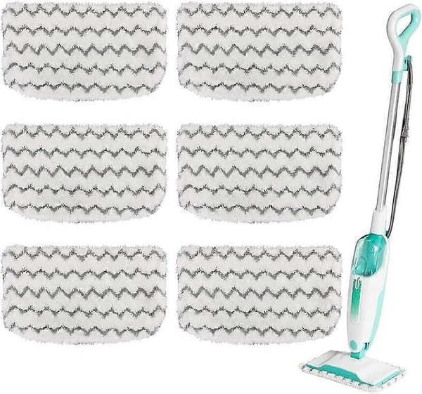 6 stk. dampmoppputer erstatning kompatibel med mikrofiber dampmoppputer, erstatningstilbehør for rengjøringsmoppklut