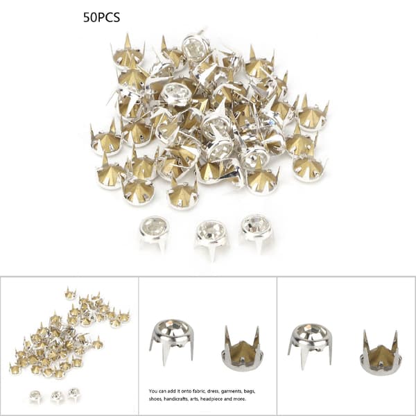 DIY Silver Runda Klo Kristall Strass - 50 ST (7mm, Vit)