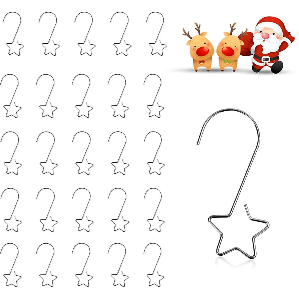 60 julekuglekroge, træpyntbøjle, S-formet metalophængskrog, juletræskrog, stjernekroge til ophængning af juletræspynt