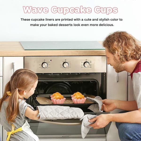 Papir Dessertkopper Robuste Muffinsforme 100 stk. med Bølget Kant Pink til Begivenheder og Fester