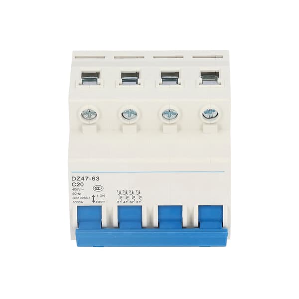 Mini afbryder 4P MCB DIN-skinne montering 6000A brydeevne 400V 20A til hjemmet