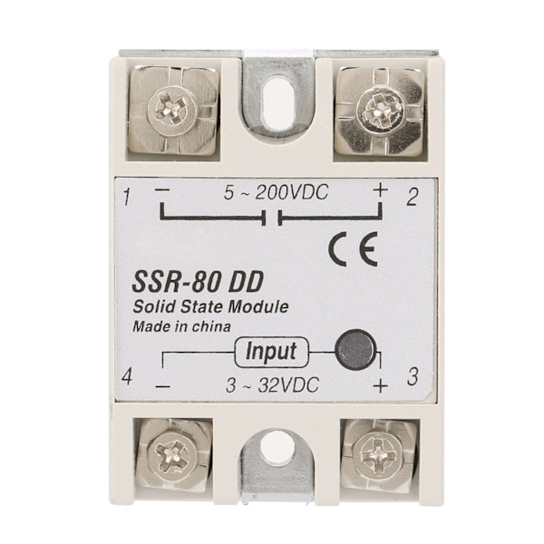 DCAC Industriel Solid State Relæ SSR80DD 80A 3-32VDC til 5-200VDC