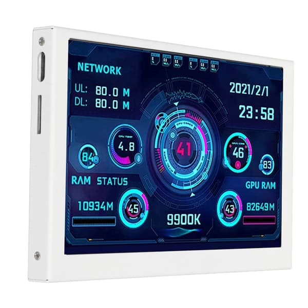 5 tums dator temperaturmonitor USB miniskärm för AIDA64 PC CPU GPU RAM Data Monitor Vit