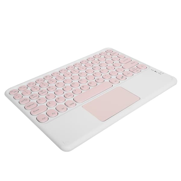 Bluetooth Tastatur med Touchpad Runde Tastehætter Ergonomisk Design Stabil Forbindelse 10.0 Tommer Pink
