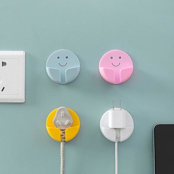 4-pak plastikkroge med klæbemiddel, smiley plug kroge, no-punch plug holdere, super lim beslag