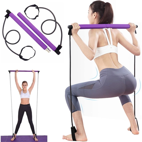 Pilates träningsstång med motståndsband, för träning för hela kroppen, yoga, fitness, viktminskning, stretching, formning