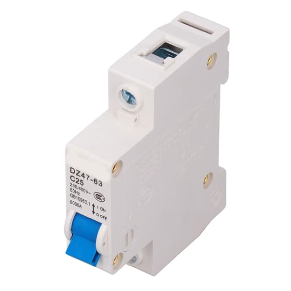 Mini afbryder 1P MCB DIN-skinne montering 6000A brydeevne 230V 400V 25A