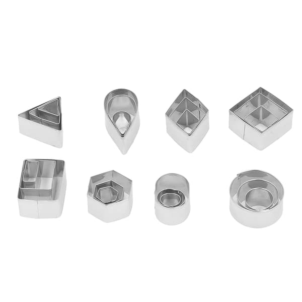 24 stk. geometriske kageudstikkere i rustfrit stål DIY bageforme til kiks